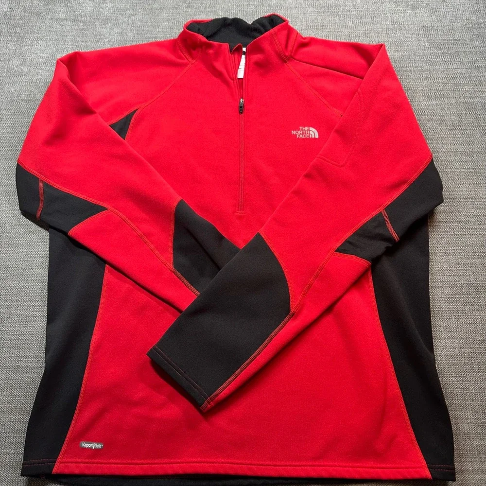 The North Face VaporWick Pullover Mens XL Red Black  1/4 Zip Technical